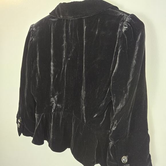 LOFT Velvet Blazer Jacket Womens PETITE 2P Black Pocket Gathered Hem MODWIFE NWT - Picture 8 of 8